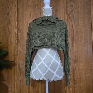 Free People Cropped High-neck Shirt